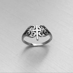 Sterling Silver Medieval Cross Ring, Silver Ring